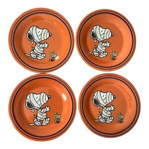 Peanuts Snoopy and Woodstock Halloween Mummy 8" Plates – Set of 4 by Gibson Over